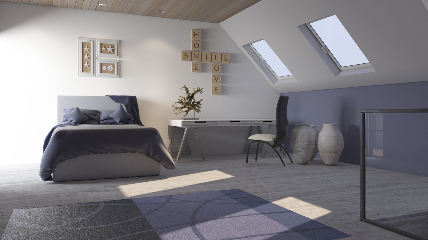 Habitación bien iluminada por tragaluz fijo