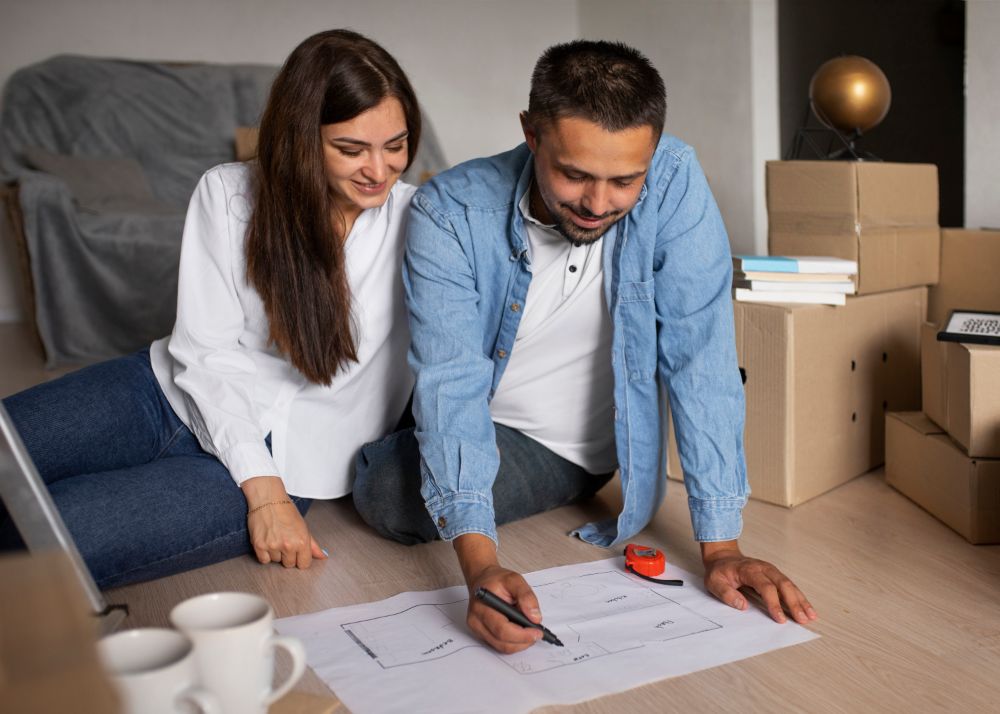 Pareja decidiendo si comprar o alquilar departamento