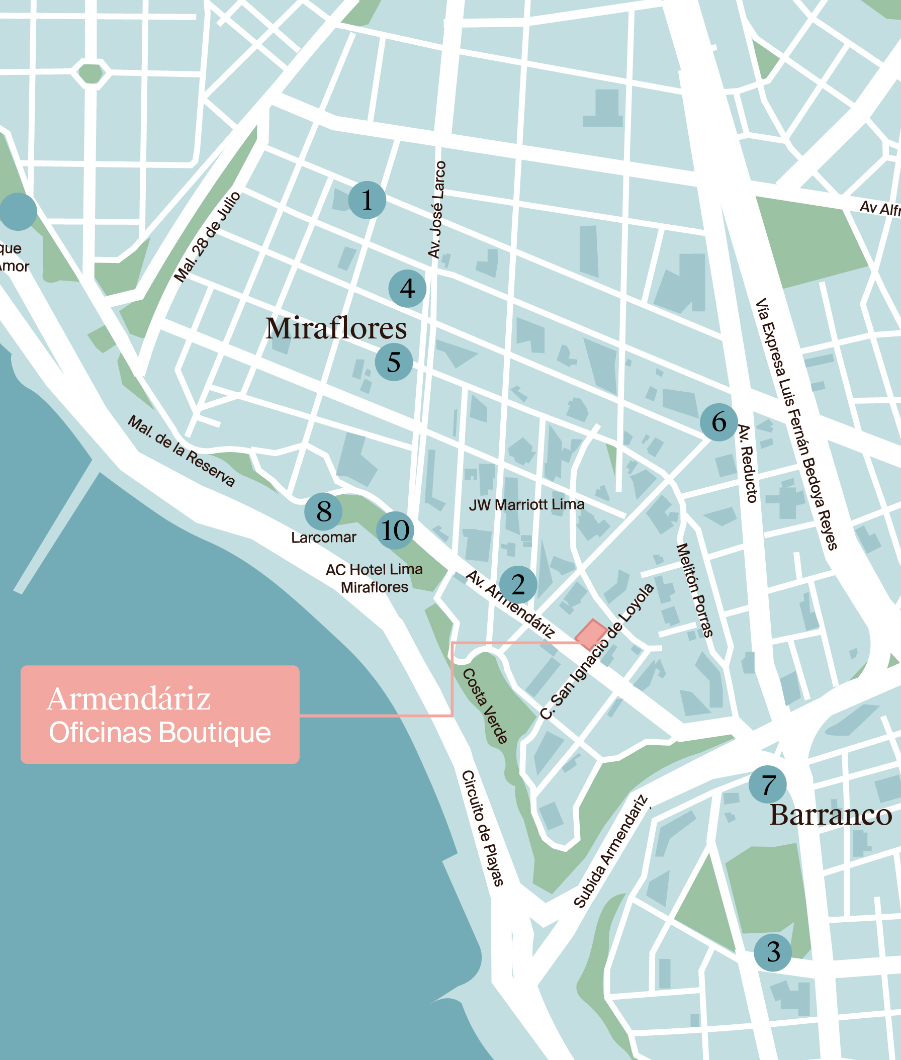 Maps de Oficinas en Miraflores del Proyecto Armendáriz Boutique